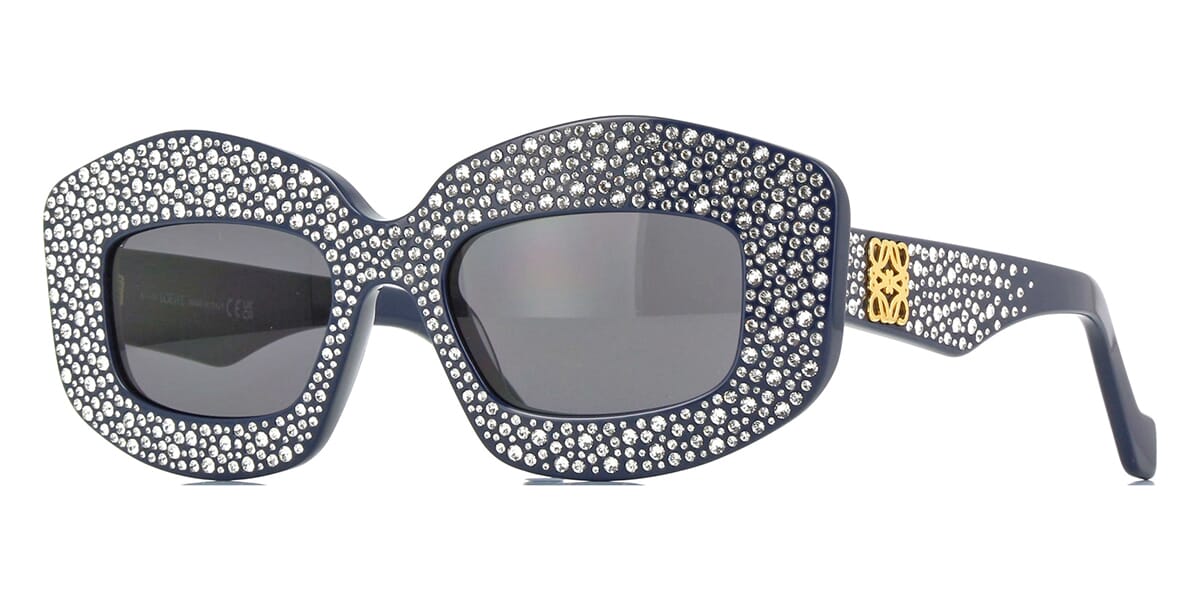 Loewe LW4114IS 90A Crystal Studded Navy Blue Sunglasses LOEWE PAVE SCREEN Starry Night ANAGRAM LW4114IS Red Crystal  main image 2