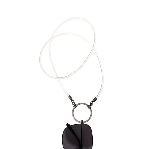 Rubber Cord in Clear with Antique Silver