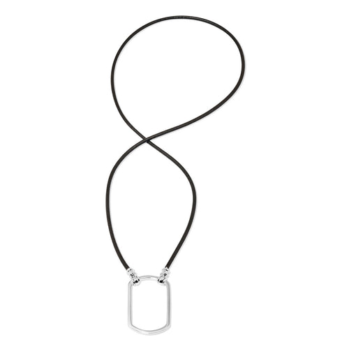 Essentials Black Leather with Silver Plated Dog Tag Loop