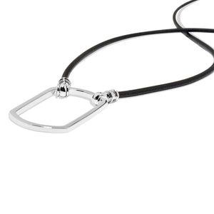 Essentials Black Leather with Silver Plated Dog Tag Loop
